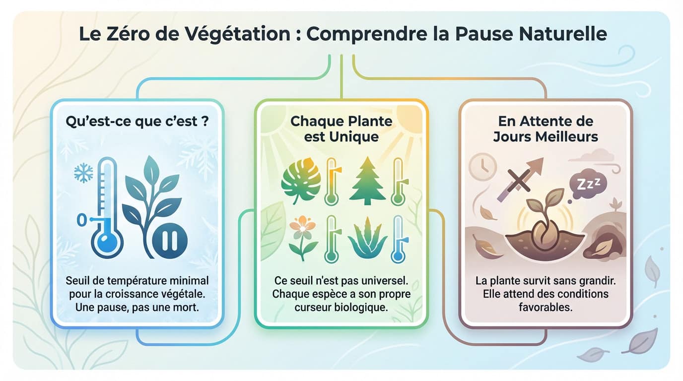 Illustration d'une plante en arrêt de croissance à cause du froid