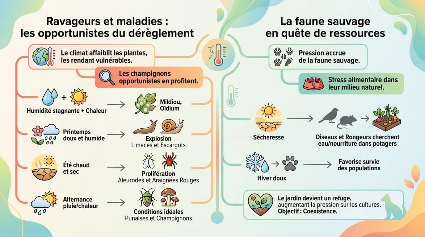 Impact du climat sur les ravageurs et la faune sauvage au jardin