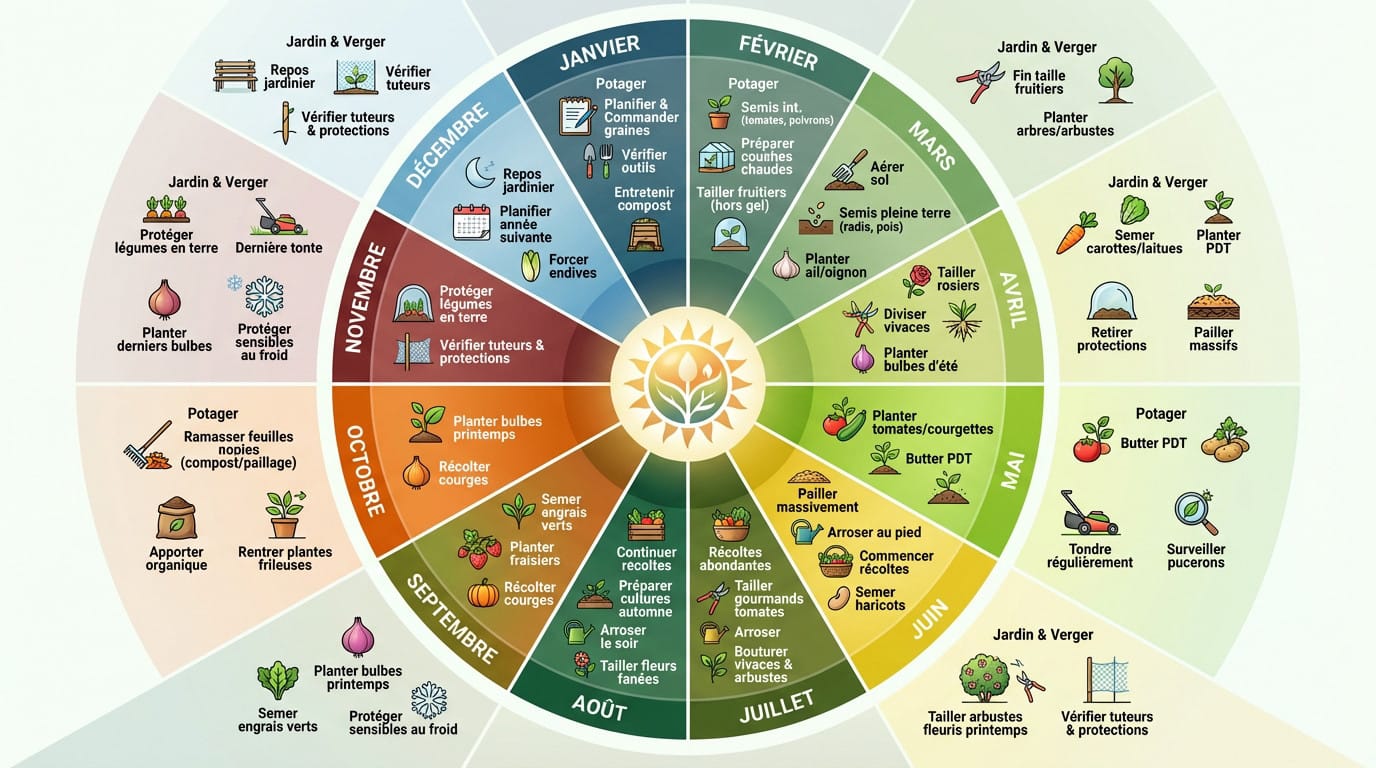 Calendrier annuel des travaux de jardinage mois par mois