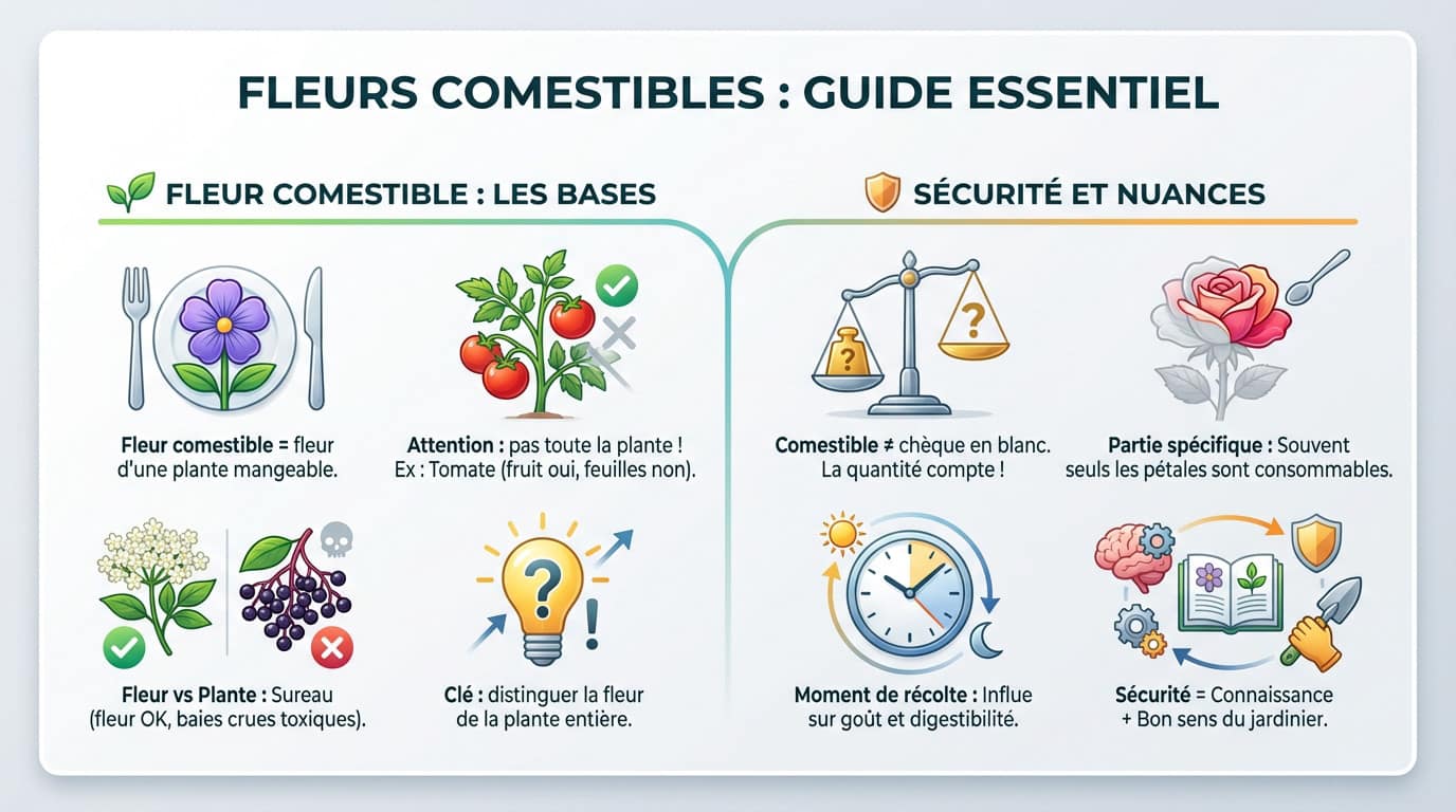 Panier de récolte rempli de fleurs comestibles fraîches et colorées