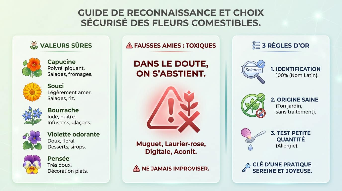 Guide visuel pour reconnaître les fleurs comestibles au jardin en toute sécurité