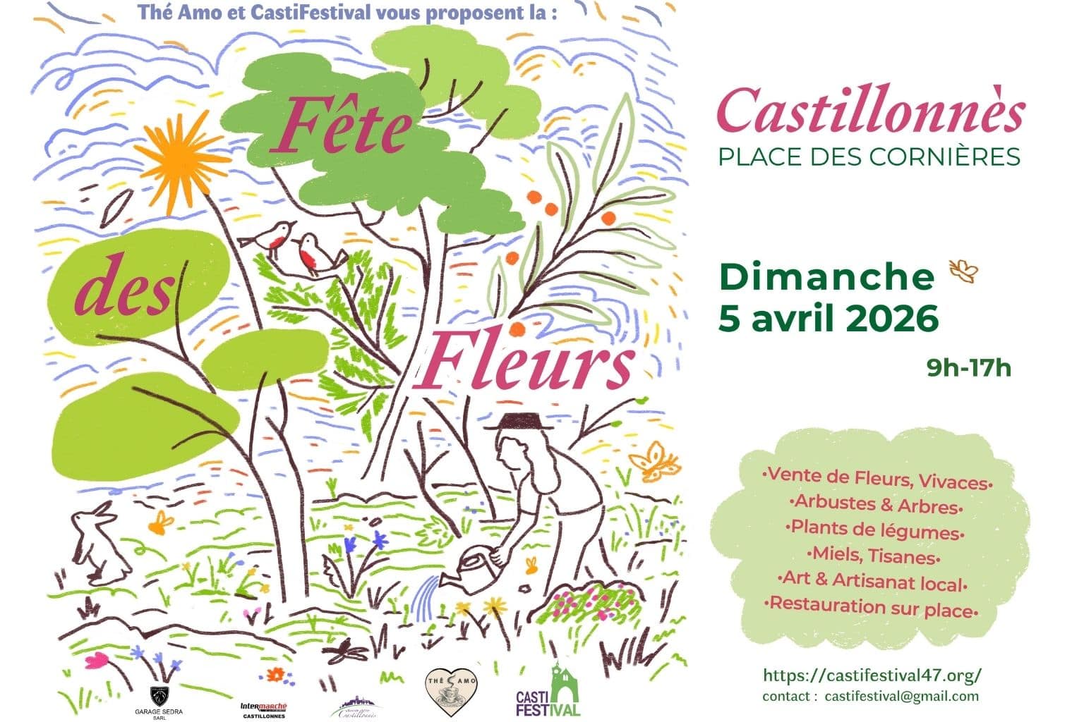 Affiche de la fête des fleurs de Castillonès, le dimanche 5 avril 2026 , de 9h à 17h